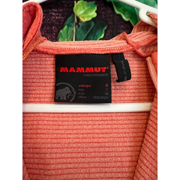 Mammut Full Zip Dri Fit Hoodie Light Jacket Orange Pockets SAMPLE Women's Small - Picture 2 of 7